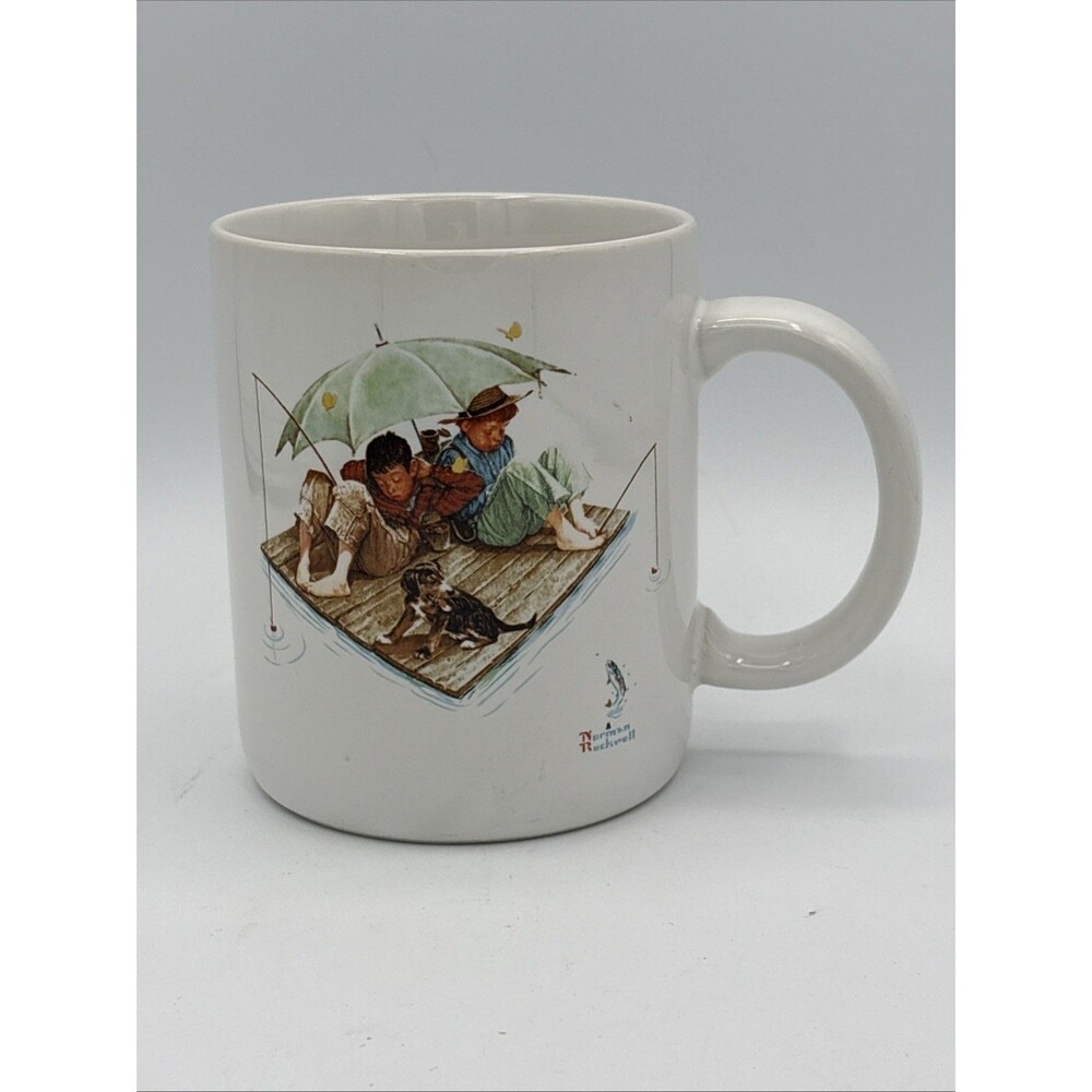 VNTG 1987 Norman Rockwell “Fisherman’s Paradise” Coffee Mug - Museum Collection